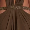 6AM Cut-Out-Maxikleid in Moosgrün