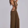 6AM Cut-Out-Maxikleid in Moosgrün