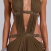 6AM Cut-Out-Maxikleid in Moosgrün
