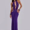 6AM Maxikleid mit Cut-outs in Violett