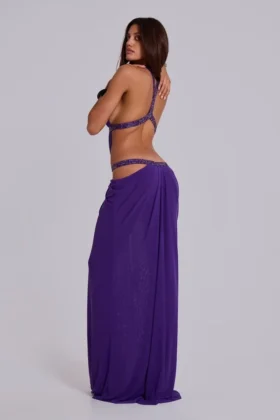 6AM Maxikleid mit Cut-outs in Violett