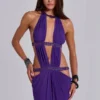 6AM Maxikleid mit Cut-outs in Violett