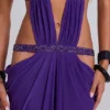 6AM Maxikleid mit Cut-outs in Violett
