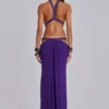 6AM Maxikleid mit Cut-outs in Violett