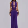 6AM Maxikleid mit Cut-outs in Violett
