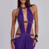 6AM Maxikleid mit Cut-outs in Violett