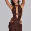 6AM Mini-Kleid mit Cut-outs in Kakao