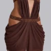 6AM Mini-Kleid mit Cut-outs in Kakao