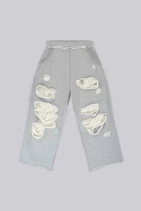 Abgenutzte graue melierte, weite Monster Joggers
