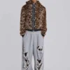 Abgenutzte graue melierte, weite Monster Joggers
