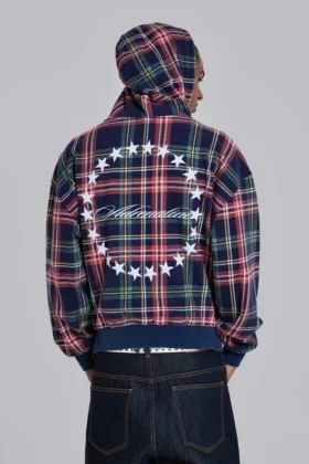 Adrenaline Hoodie mit Reißverschluss und Karomuster