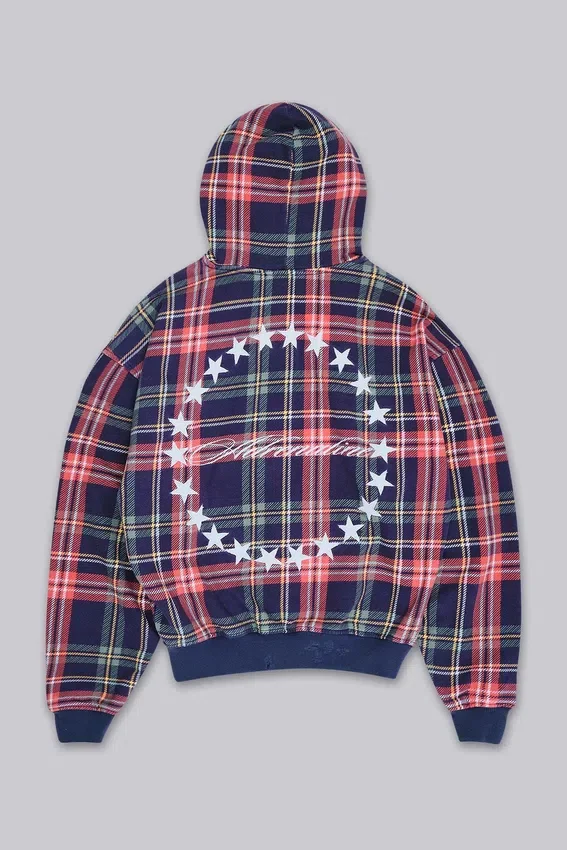 Adrenaline Hoodie mit Reißverschluss und Karomuster