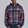 Adrenaline Hoodie mit Reißverschluss und Karomuster