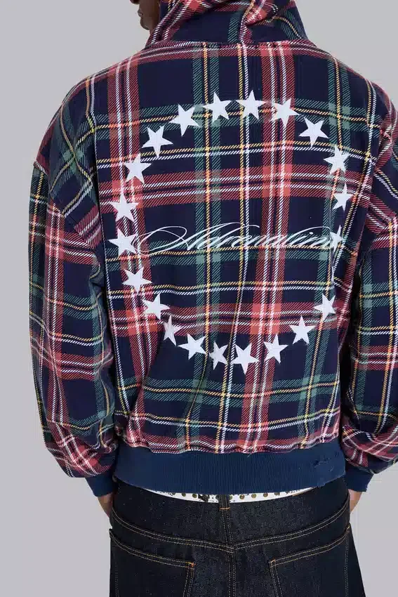 Adrenaline Hoodie mit Reißverschluss und Karomuster