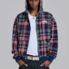 Adrenaline Hoodie mit Reißverschluss und Karomuster