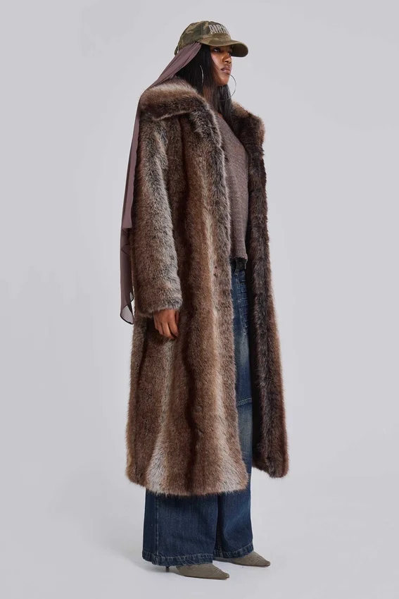 Agyness Brown Kunstpelzmantel