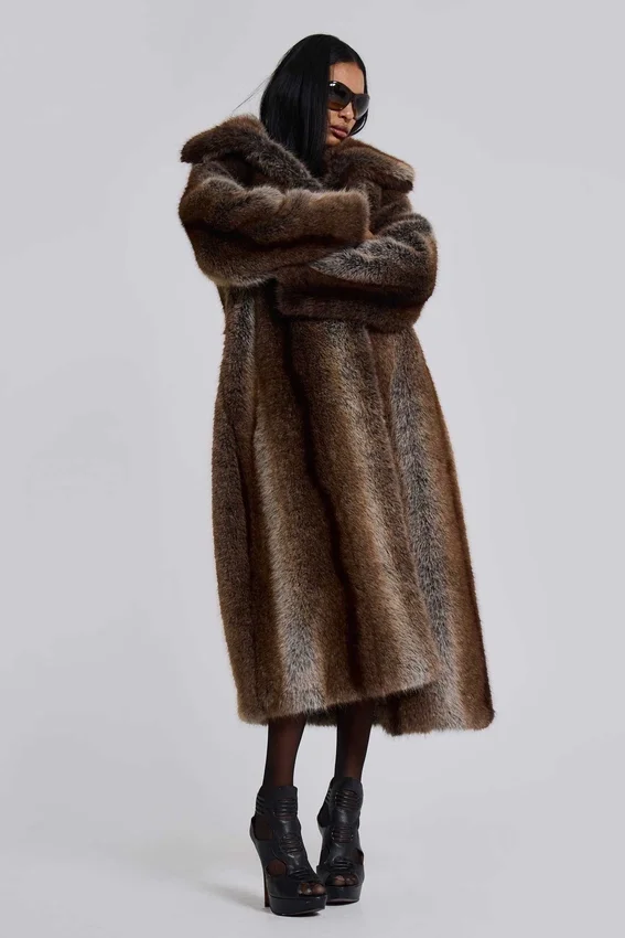 Agyness Brown Kunstpelzmantel