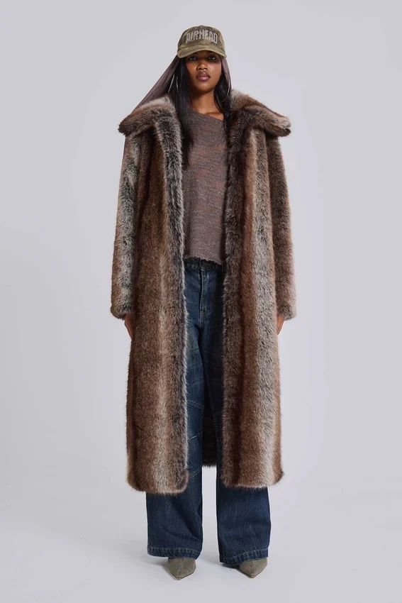 Agyness Brown Kunstpelzmantel