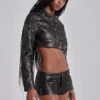 Alektra Mini-Shorts aus PU-Leder im Military-Stil