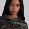 Alektra Military-Crop-Jacke aus PU-Leder