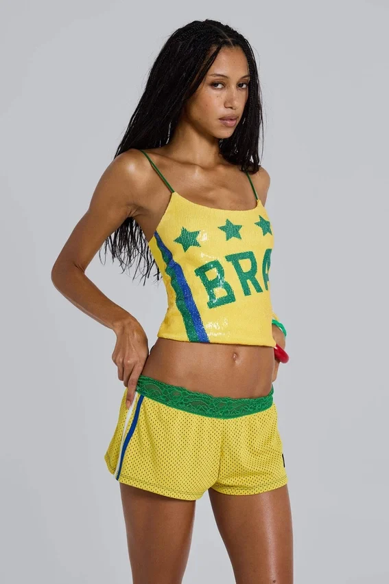 Amerela Airtex Mini-Shorts