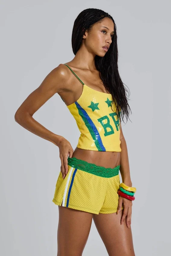 Amerela Airtex Mini-Shorts