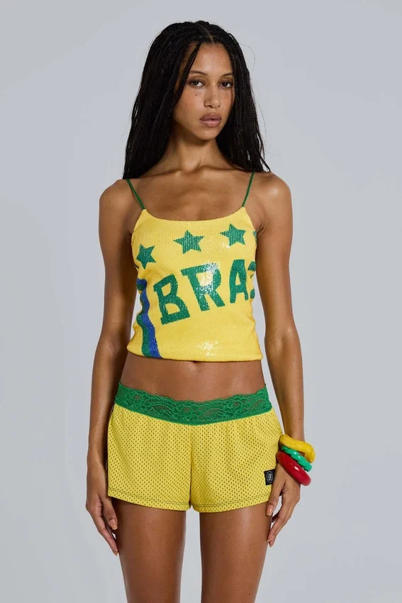 Amerela Airtex Mini-Shorts