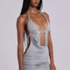 Anora Cut-Out-Minikleid in Grau meliert