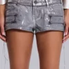 Ardor beschichtete Mini-Jeansshorts in Silber