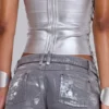 Ardor beschichtete Mini-Jeansshorts in Silber
