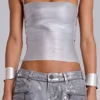 Ardor beschichtete Mini-Jeansshorts in Silber