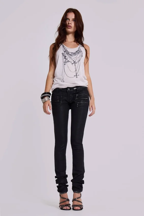 Ardor beschichtete Skinny-Jeans mit niedriger Leibhöhe