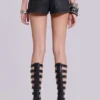 Ardor Coated Mini-Jeansshorts in Schwarz