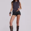 Ardor Coated Mini-Jeansshorts in Schwarz