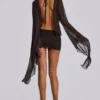 Aria Mesh-Plunge-Minikleid in Braun