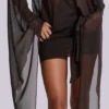 Aria Mesh-Plunge-Minikleid in Braun