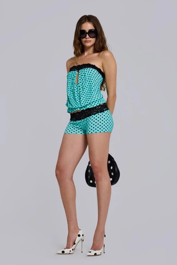 Ashlee Polkadot-Spitzen-Oberteil