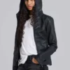 Bedrock gewachste Jeansjacke mit Kapuze