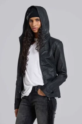 Bedrock gewachste Jeansjacke mit Kapuze