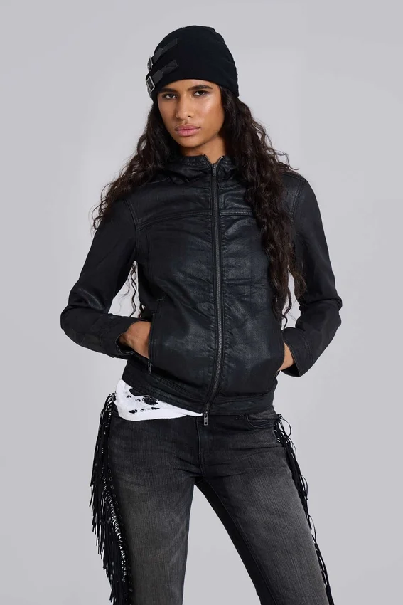 Bedrock gewachste Jeansjacke mit Kapuze