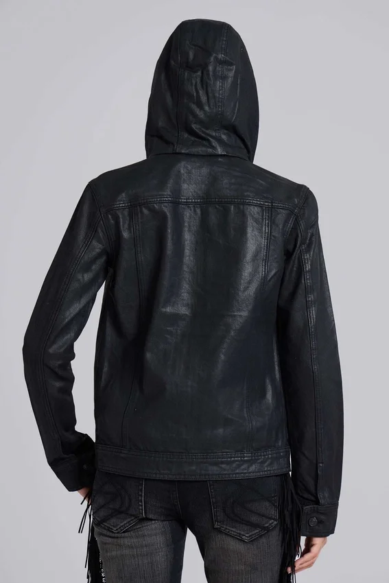 Bedrock gewachste Jeansjacke mit Kapuze
