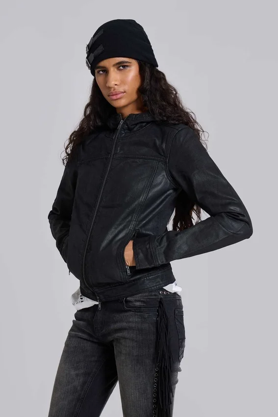 Bedrock gewachste Jeansjacke mit Kapuze