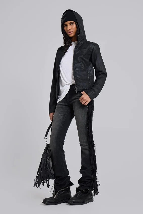 Bedrock gewachste Jeansjacke mit Kapuze