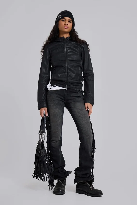 Bedrock gewachste Jeansjacke mit Kapuze