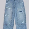 Blaue Vintage-Carpenter-Jeans im Distressed-Look