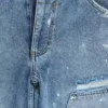 Blaue Vintage-Carpenter-Jeans im Distressed-Look