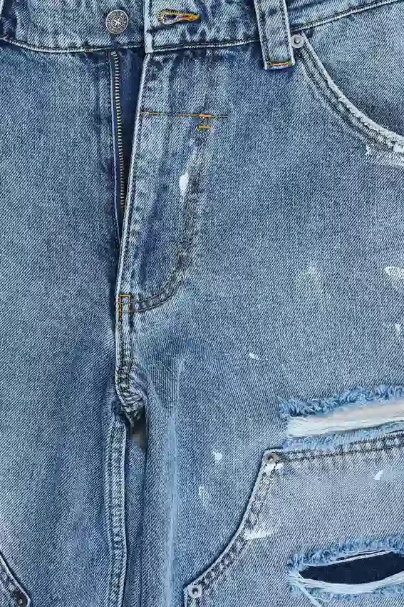 Blaue Vintage-Carpenter-Jeans im Distressed-Look