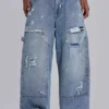 Blaue Vintage-Carpenter-Jeans im Distressed-Look