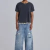 Blaue Vintage-Carpenter-Jeans im Distressed-Look