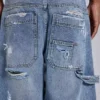 Blaue Vintage-Carpenter-Jeans im Distressed-Look